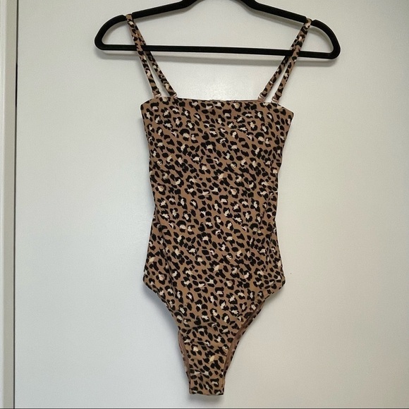 Aerie Leopard One Piece Cheeky Bathing Suit Open Back Sz XXS Removable Straps. - Picture 2 of 9